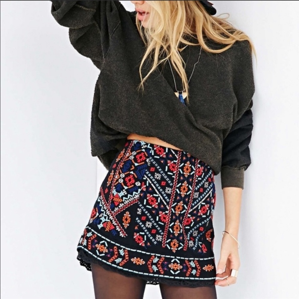 Embroidered Urban Outfitters Mini Skirt